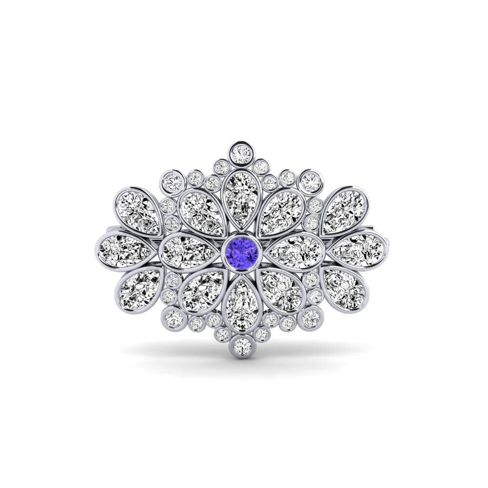 14ct White Gold Tanzanite Brooch Coricide