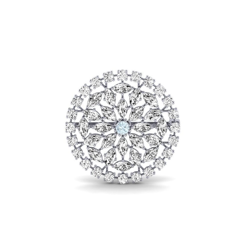 14ct White Gold Aquamarine Brooch Eska