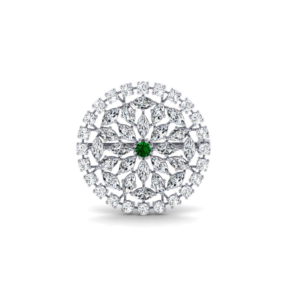 14ct White Gold Green Zirconia Brooch Eska