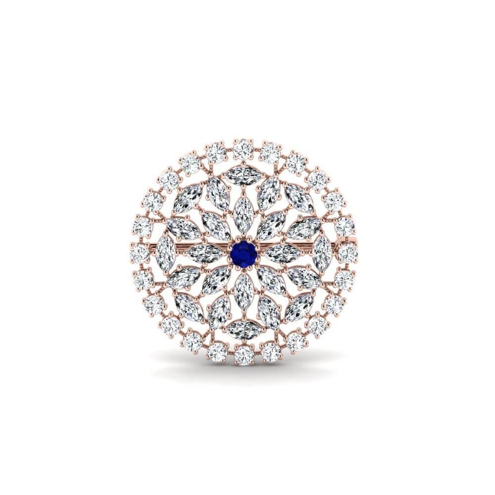 14k Oro Rosa Zafiro Broche Eska