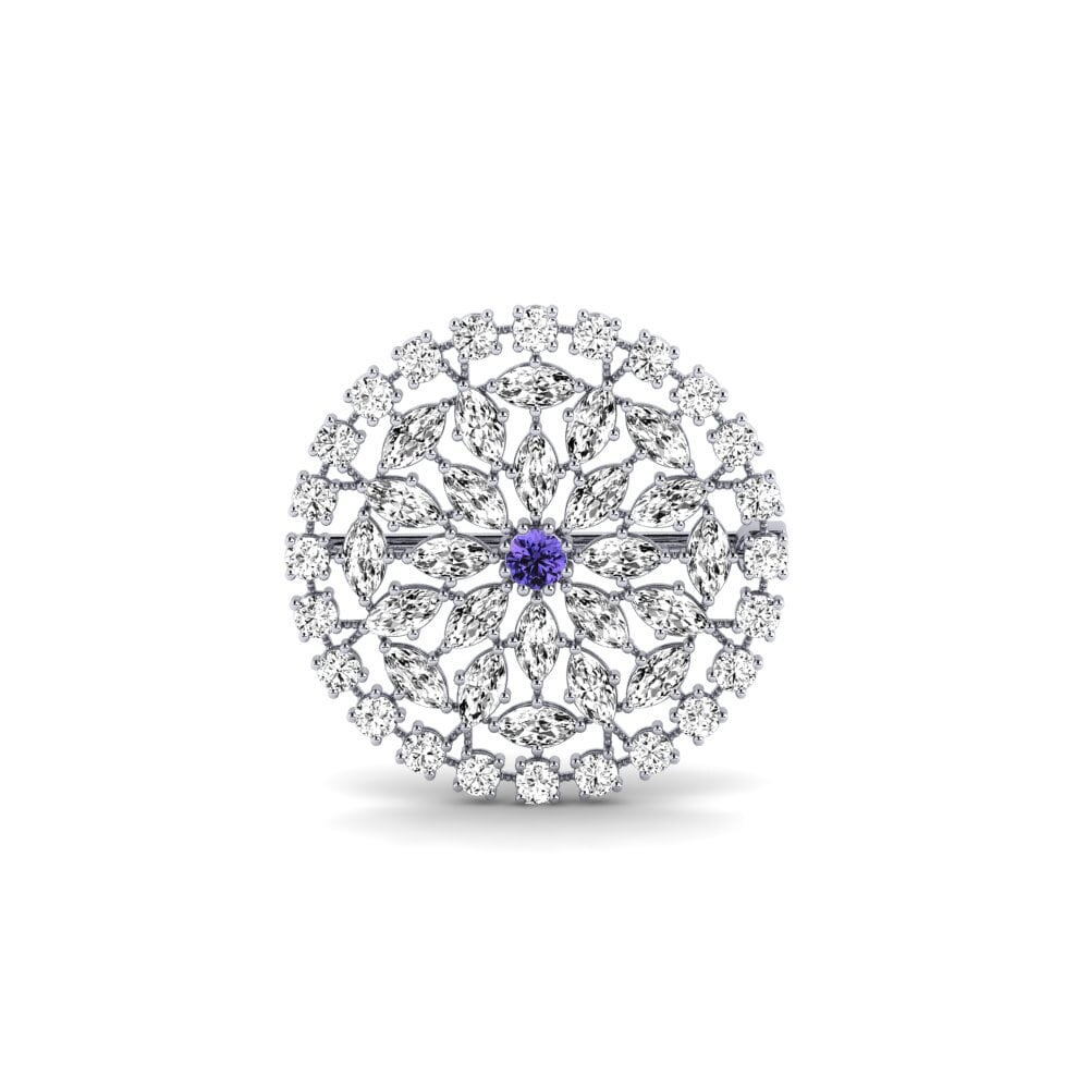 14ct White Gold Tanzanite Brooch Eska