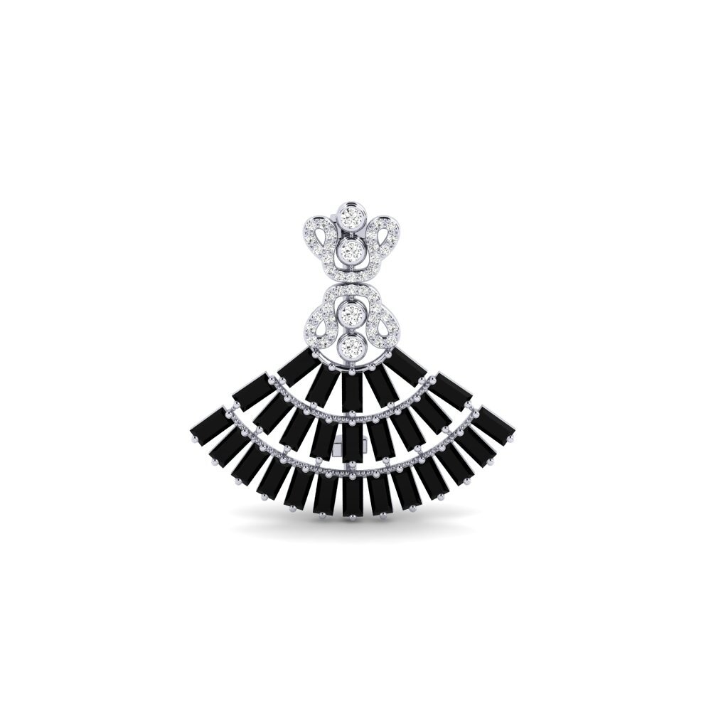 950 Platinum Black Onyx Brooch Froggya