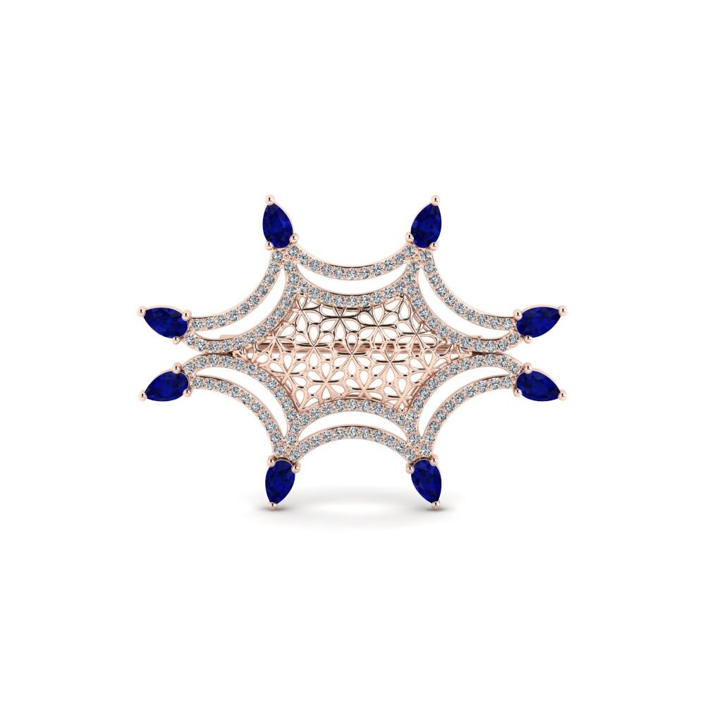 14k Oro Rosa Zafiro Broche Glann