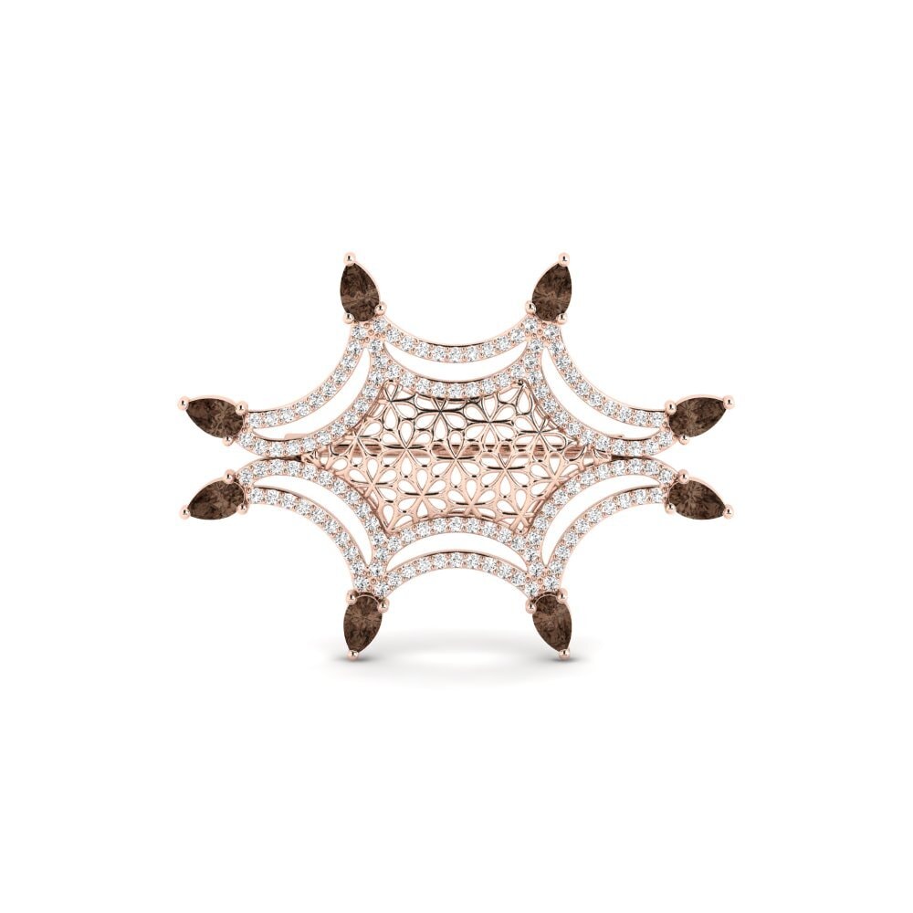 14ct Rose Gold Smoky Quartz Brooch Glann