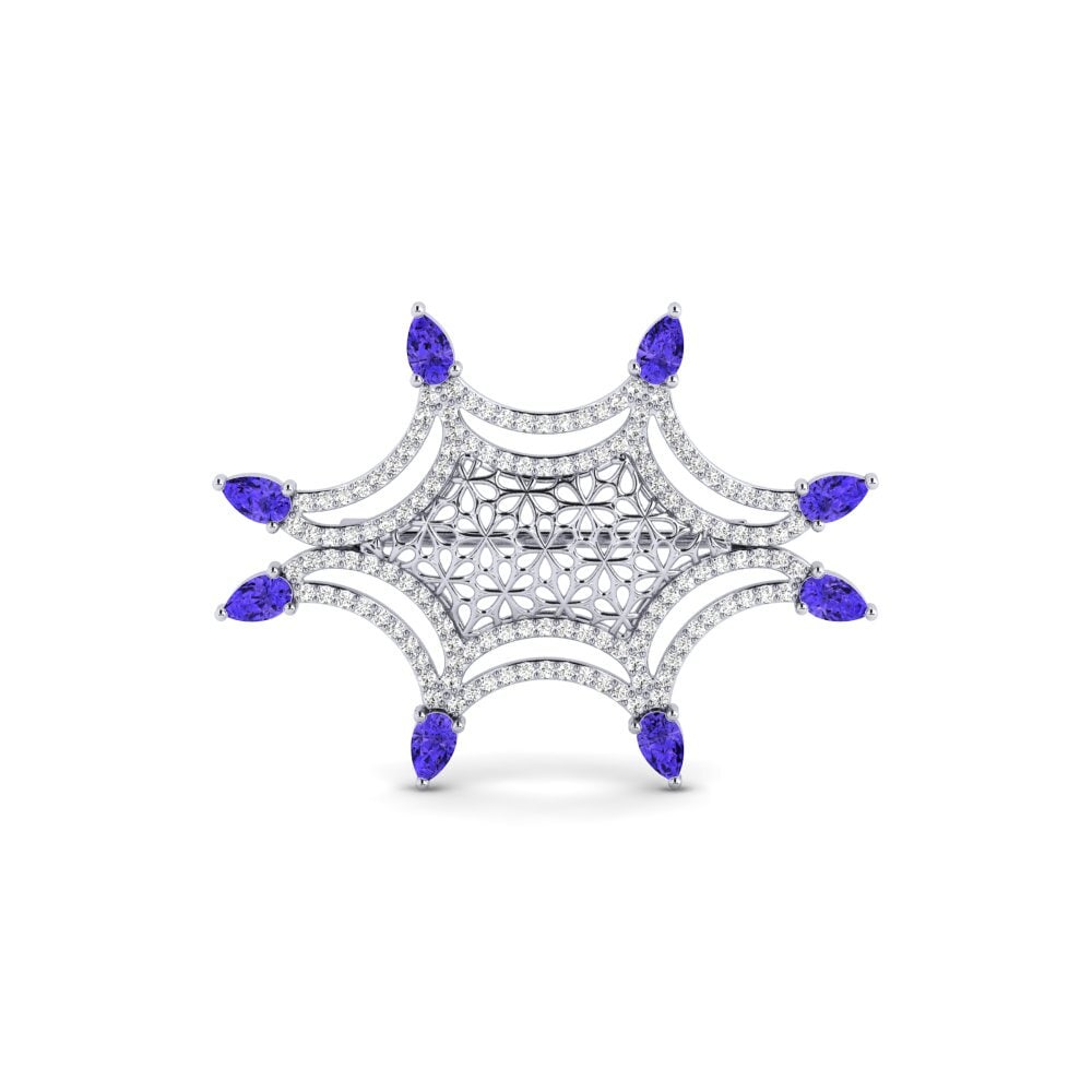 14ct White Gold Tanzanite Brooch Glann