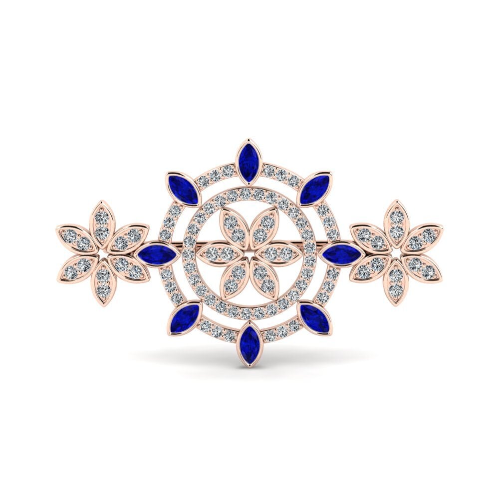 14k Oro Rosa Zafiro Broche Hamada