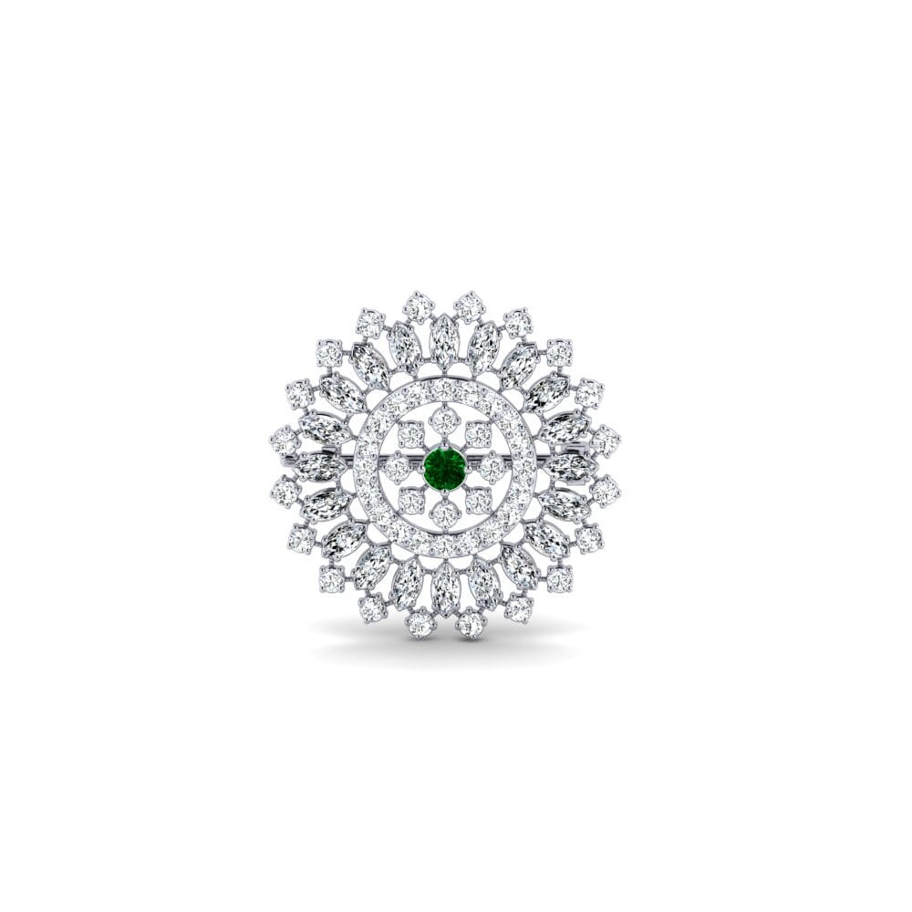 14ct White Gold Green Zirconia Brooch Hapelo