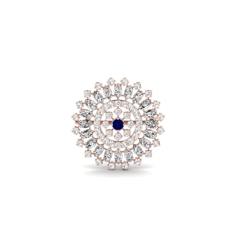 14k Oro Rosa Zafiro Broche Hapelo