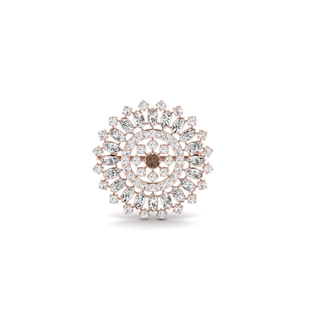 14ct Rose Gold Smoky Quartz Brooch Hapelo