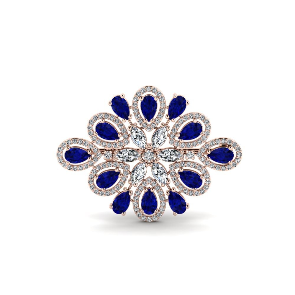 14k Oro Rosa Zafiro Broche Harty