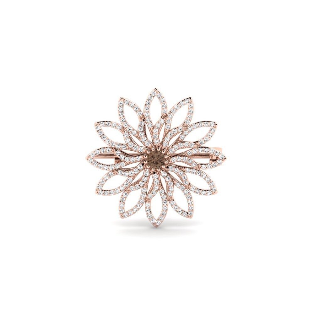 14ct Rose Gold Smoky Quartz Brooch Hawfi
