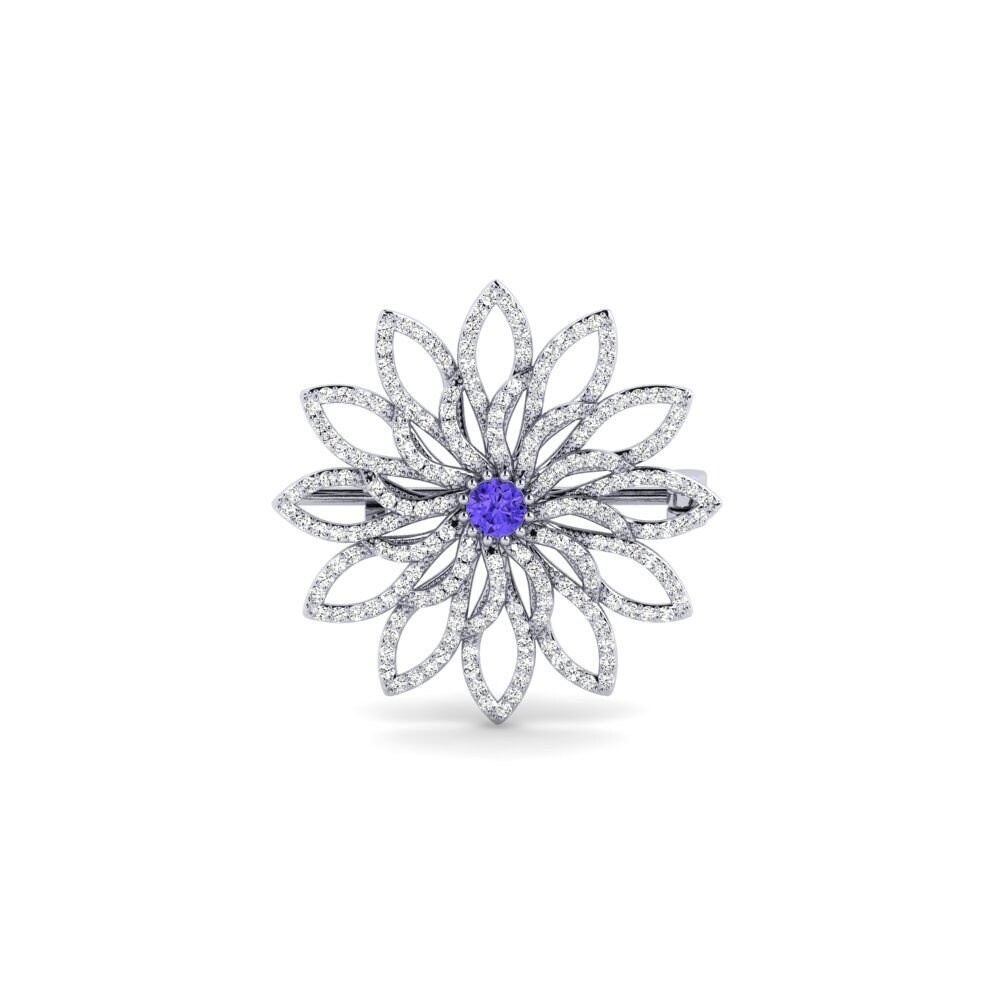 14ct White Gold Tanzanite Brooch Hawfi