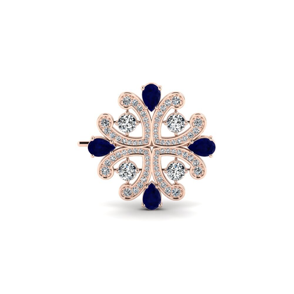14k Oro Rosa Zafiro Broche Kiran