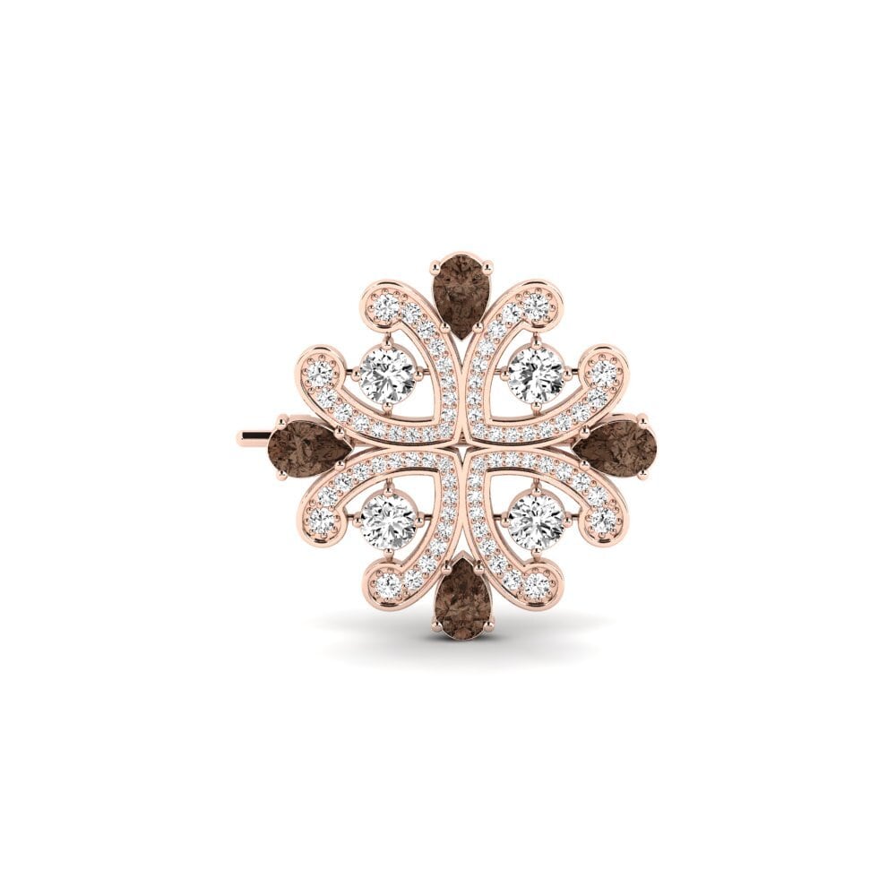 14ct Rose Gold Smoky Quartz Brooch Kiran