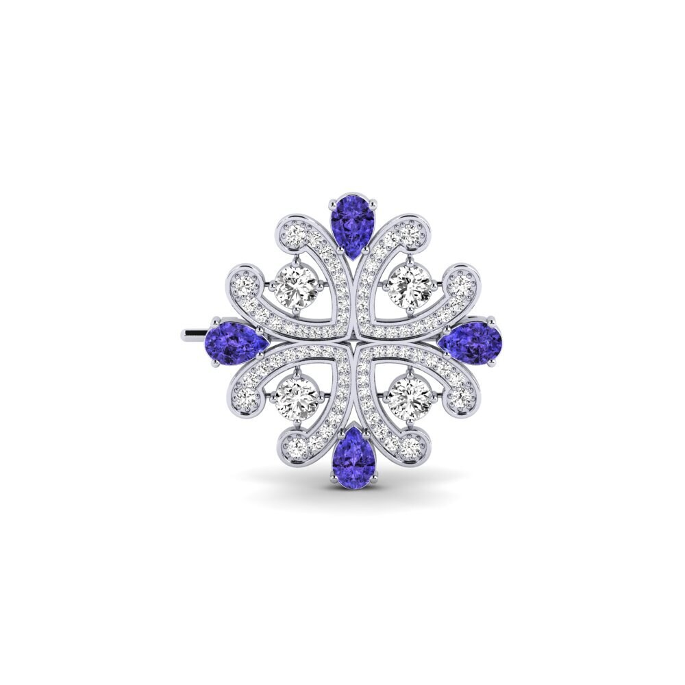 14ct White Gold Tanzanite Brooch Kiran