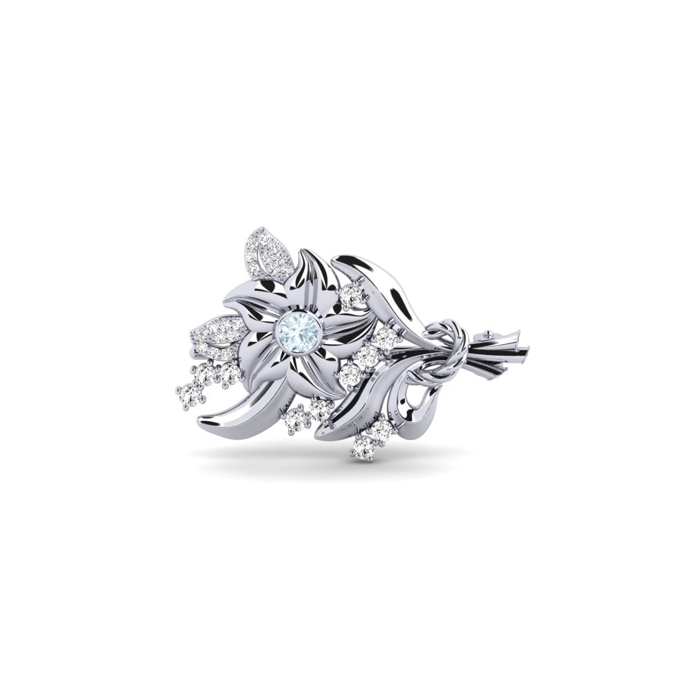 14ct White Gold Aquamarine Brooch Kyddos