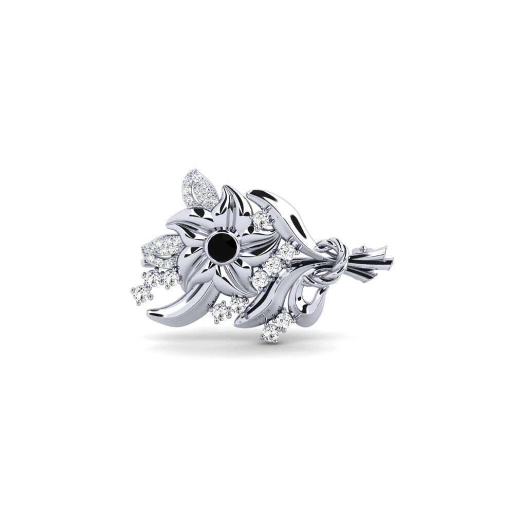 950 Platinum Black Onyx Brooch Kyddos
