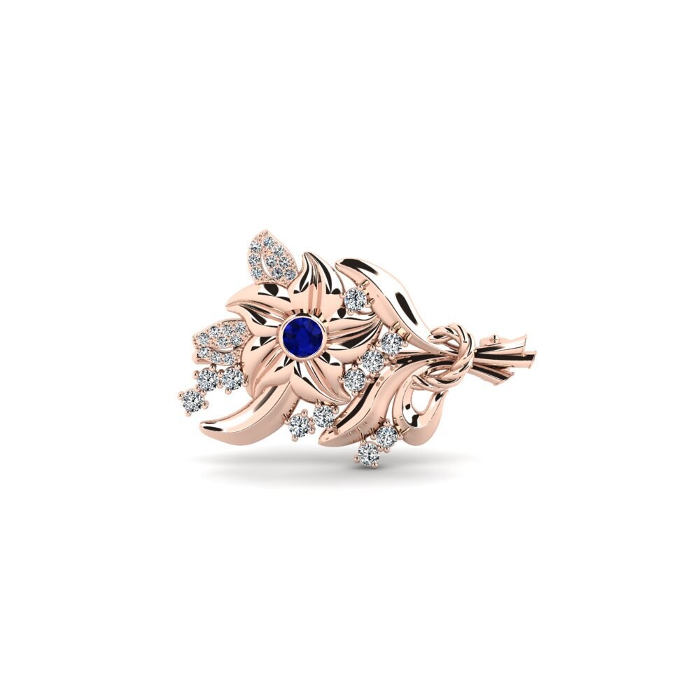 14k Oro Rosa Zafiro Broche Kyddos