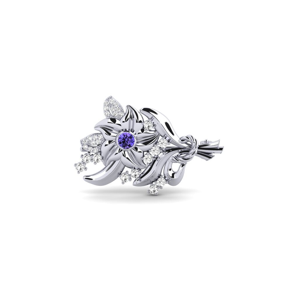 14ct White Gold Tanzanite Brooch Kyddos