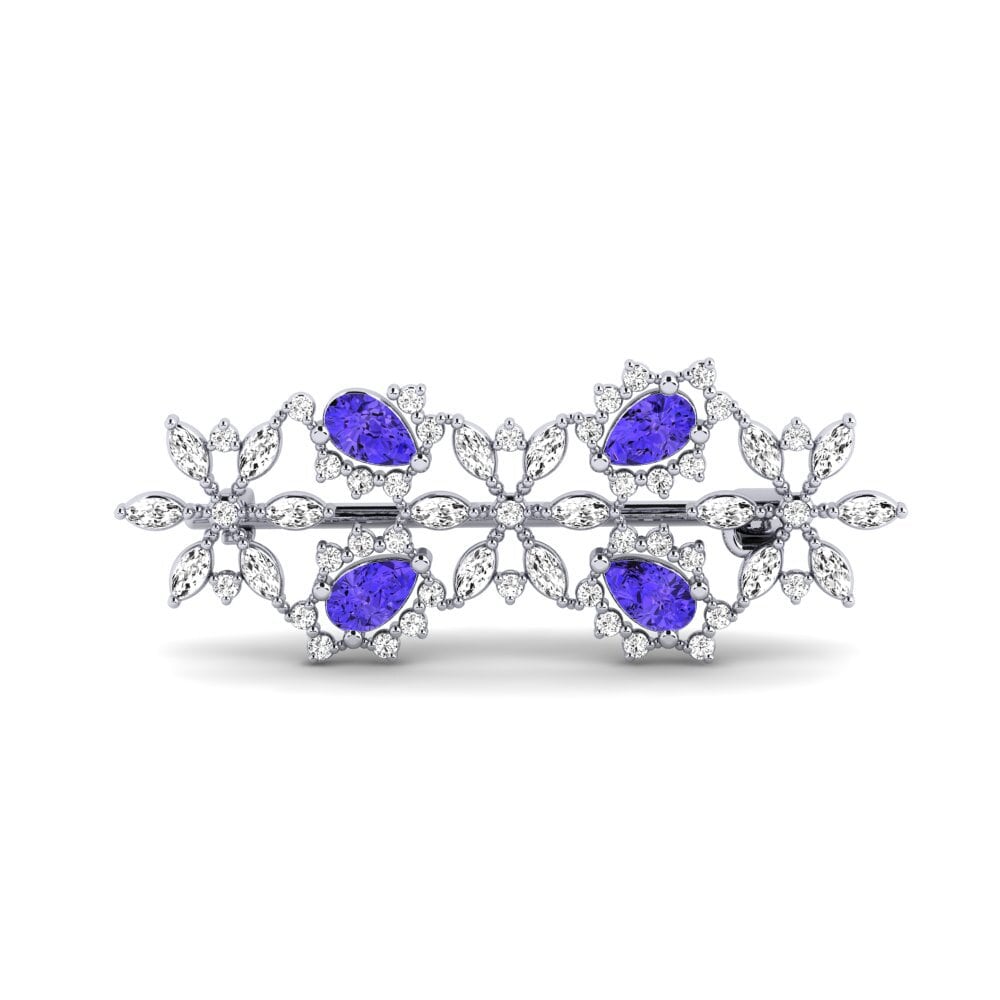 14ct White Gold Tanzanite Brooch Leedo