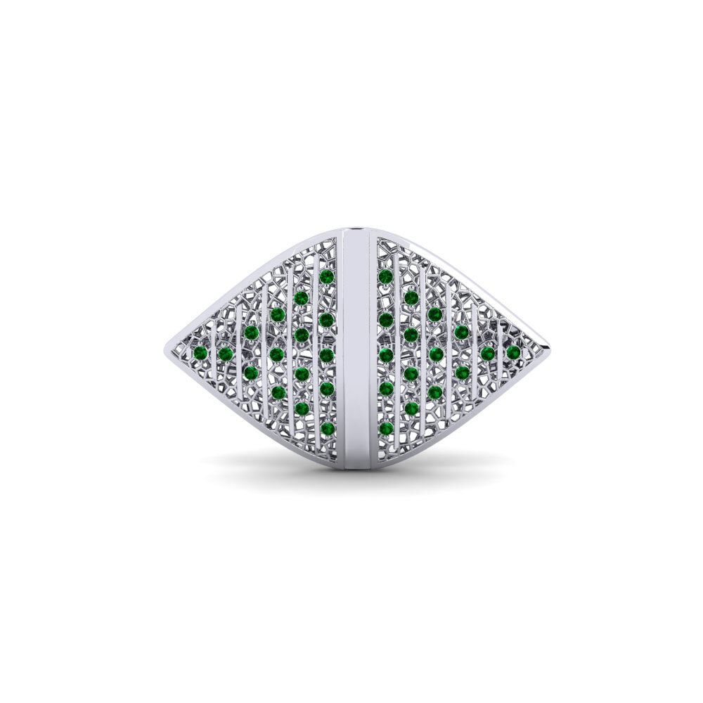 14ct White Gold Green Zirconia Brooch Nocy
