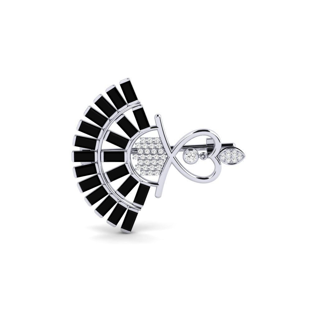 950 Platinum Black Onyx Brooch Pillana