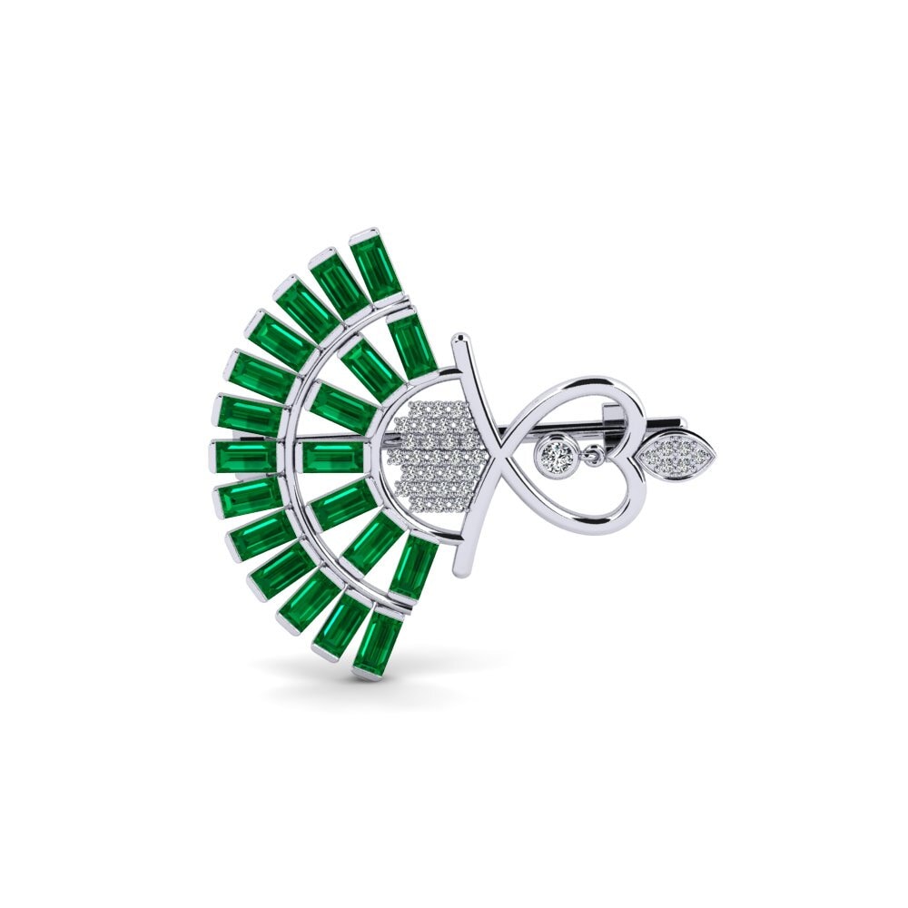 14ct White Gold Green Zirconia Brooch Pillana