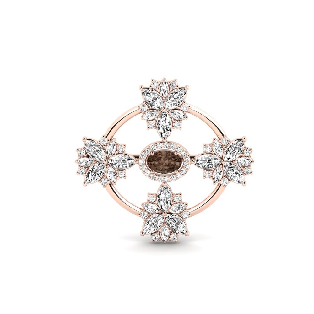 14ct Rose Gold Smoky Quartz Brooch Plamiras