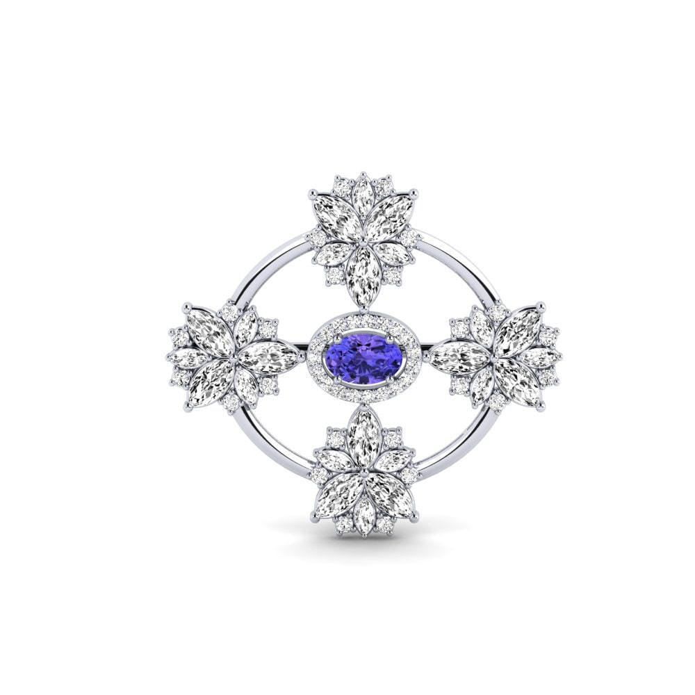14ct White Gold Tanzanite Brooch Plamiras