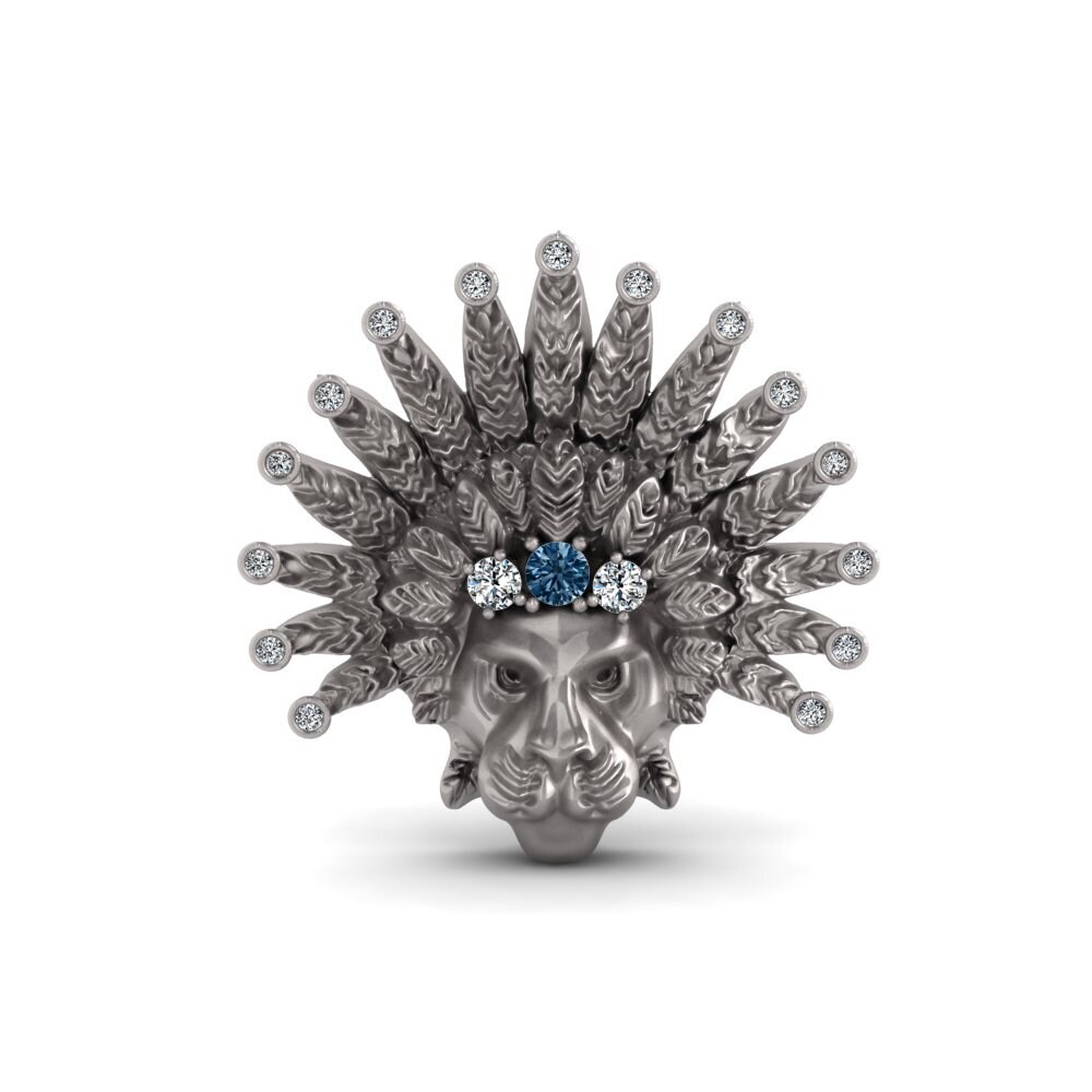 Weisssilber Blauer Diamant Brosche Rabbins
