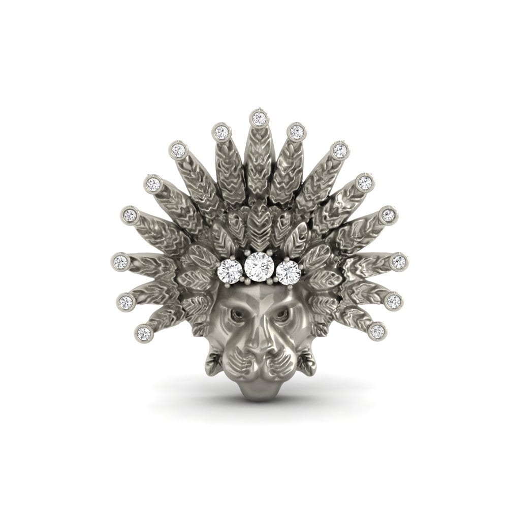 14ct White Gold White sapphire Brooch Rabbins