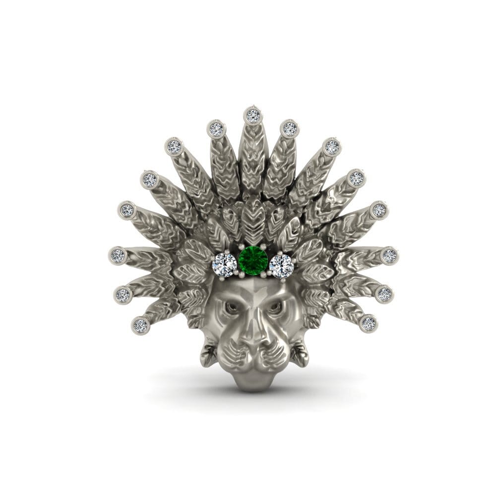14ct White Gold Green Zirconia Brooch Rabbins
