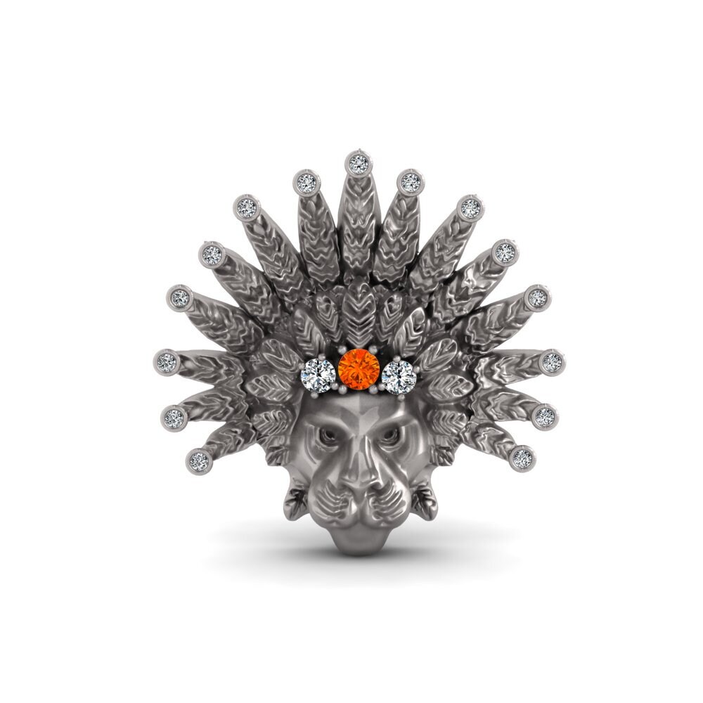 Plata 925 Zafiro Naranja Broche Rabbins