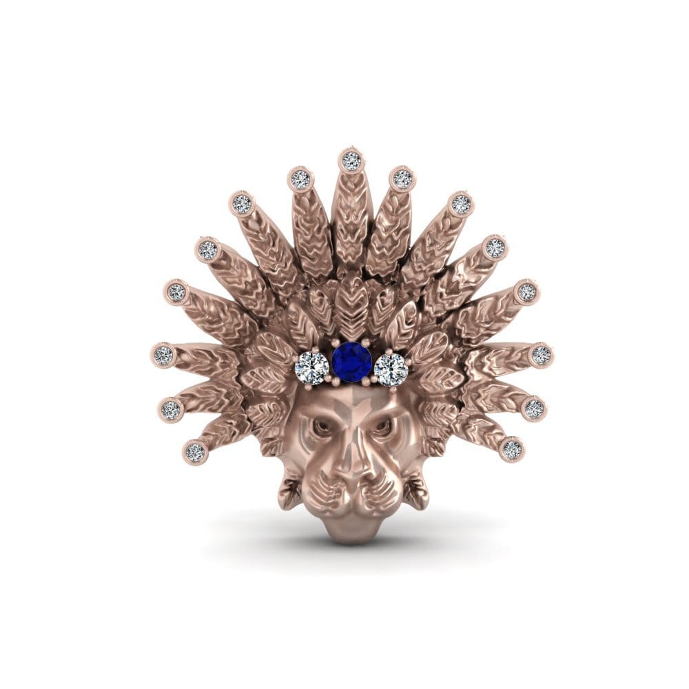 14k Oro Rosa Zafiro Broche Rabbins