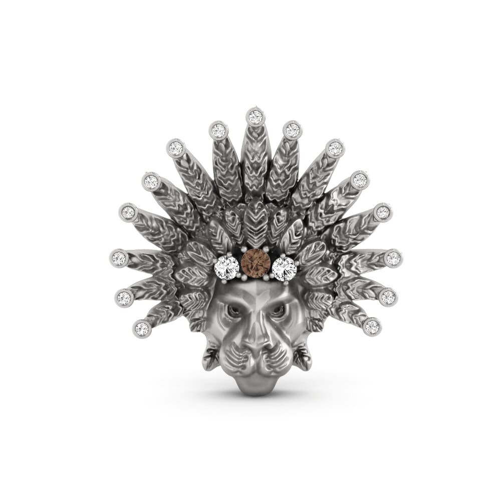 950 Platinum Smoky Quartz Brooch Rabbins
