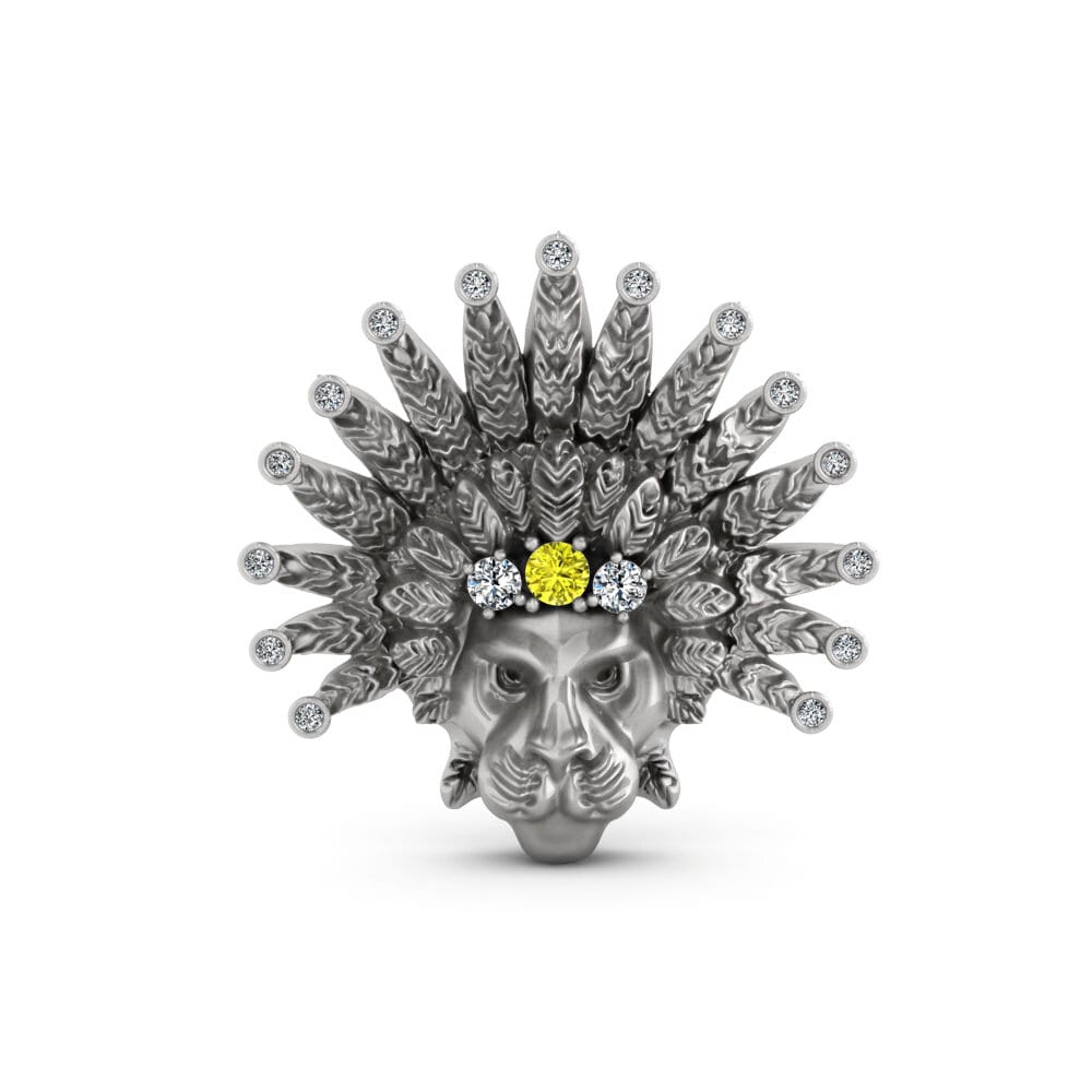 950 Platinum Yellow Diamond Brooch Rabbins