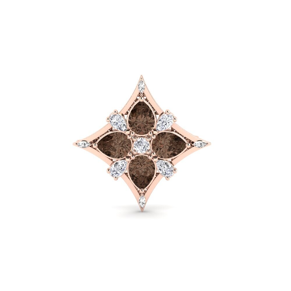 14ct Rose Gold Smoky Quartz Brooch Rovella