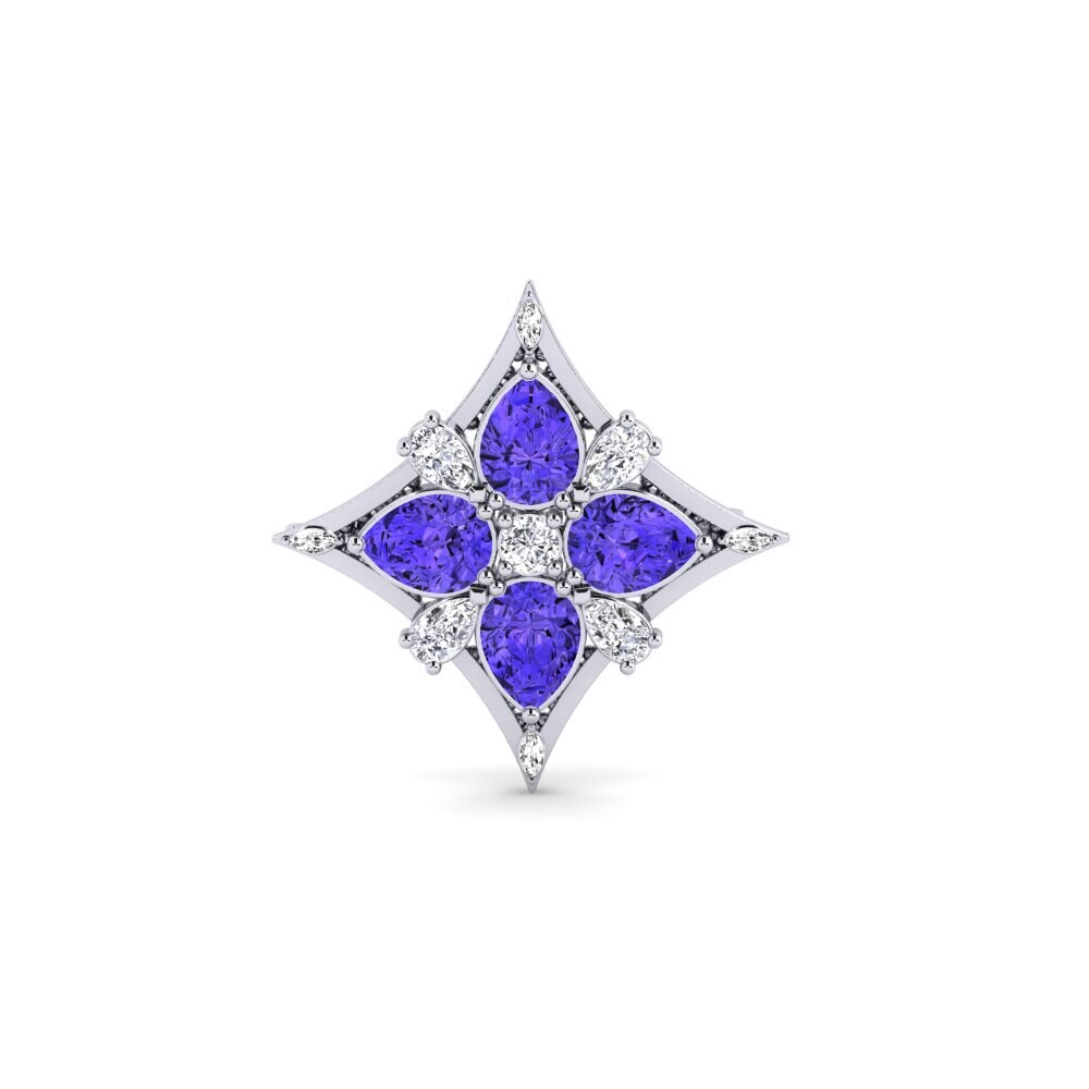14ct White Gold Tanzanite Brooch Rovella
