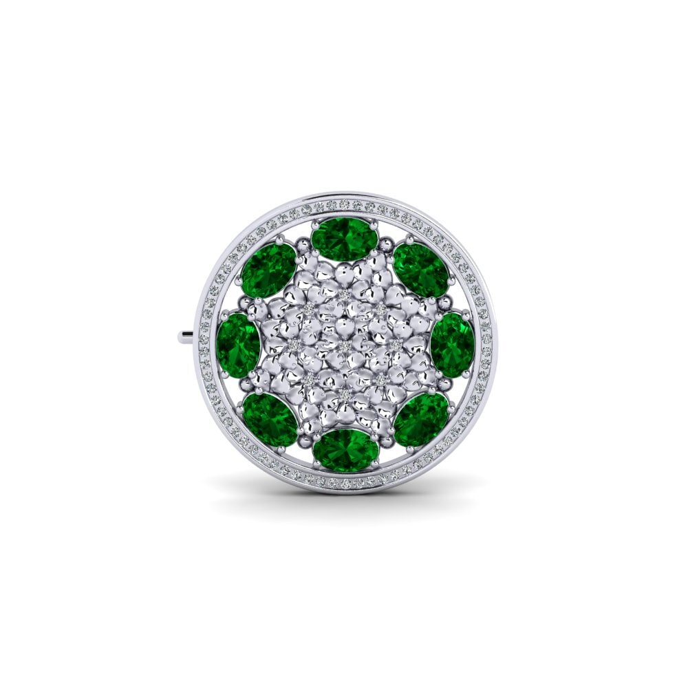 14ct White Gold Green Zirconia Brooch Rynn