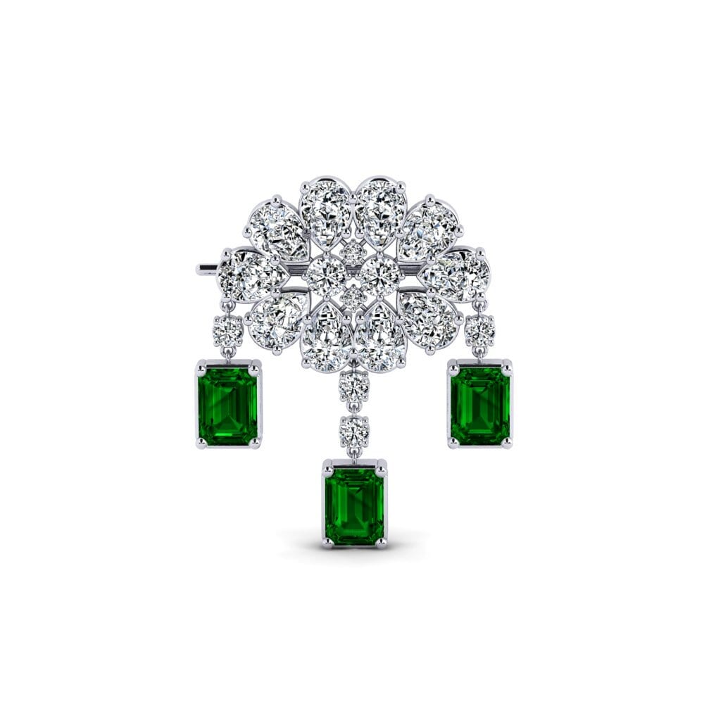14ct White Gold Green Zirconia Brooch Sahiba