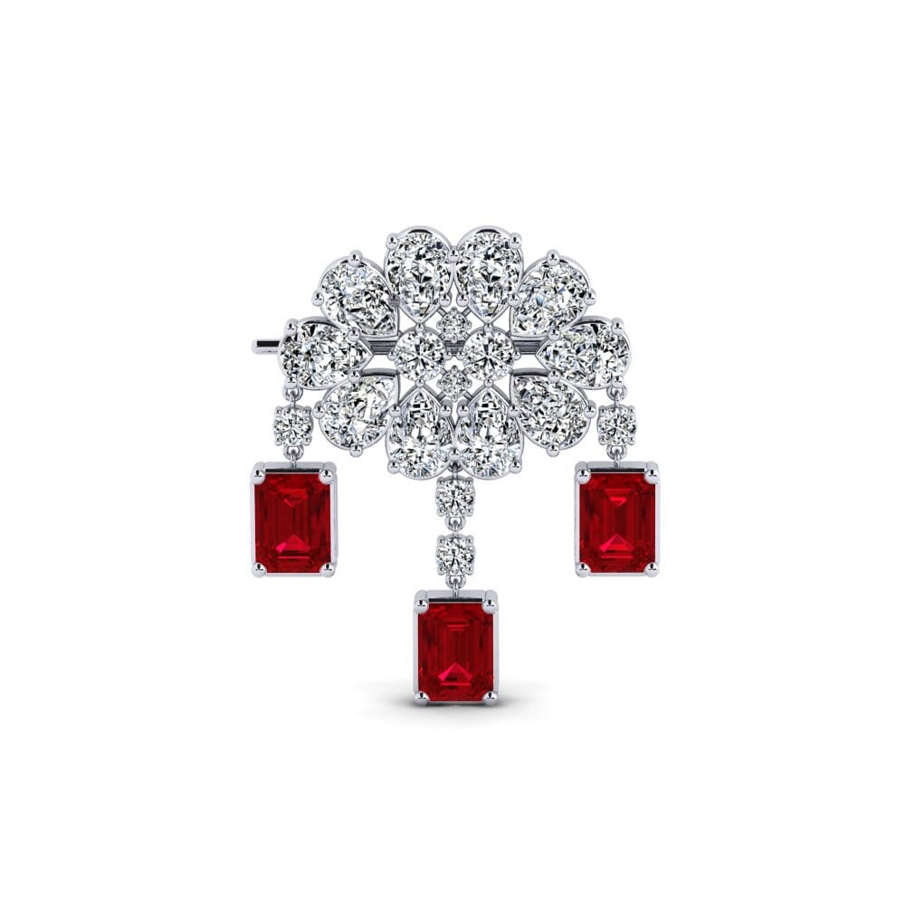 14ct White Gold Red Zirconia Brooch Sahiba