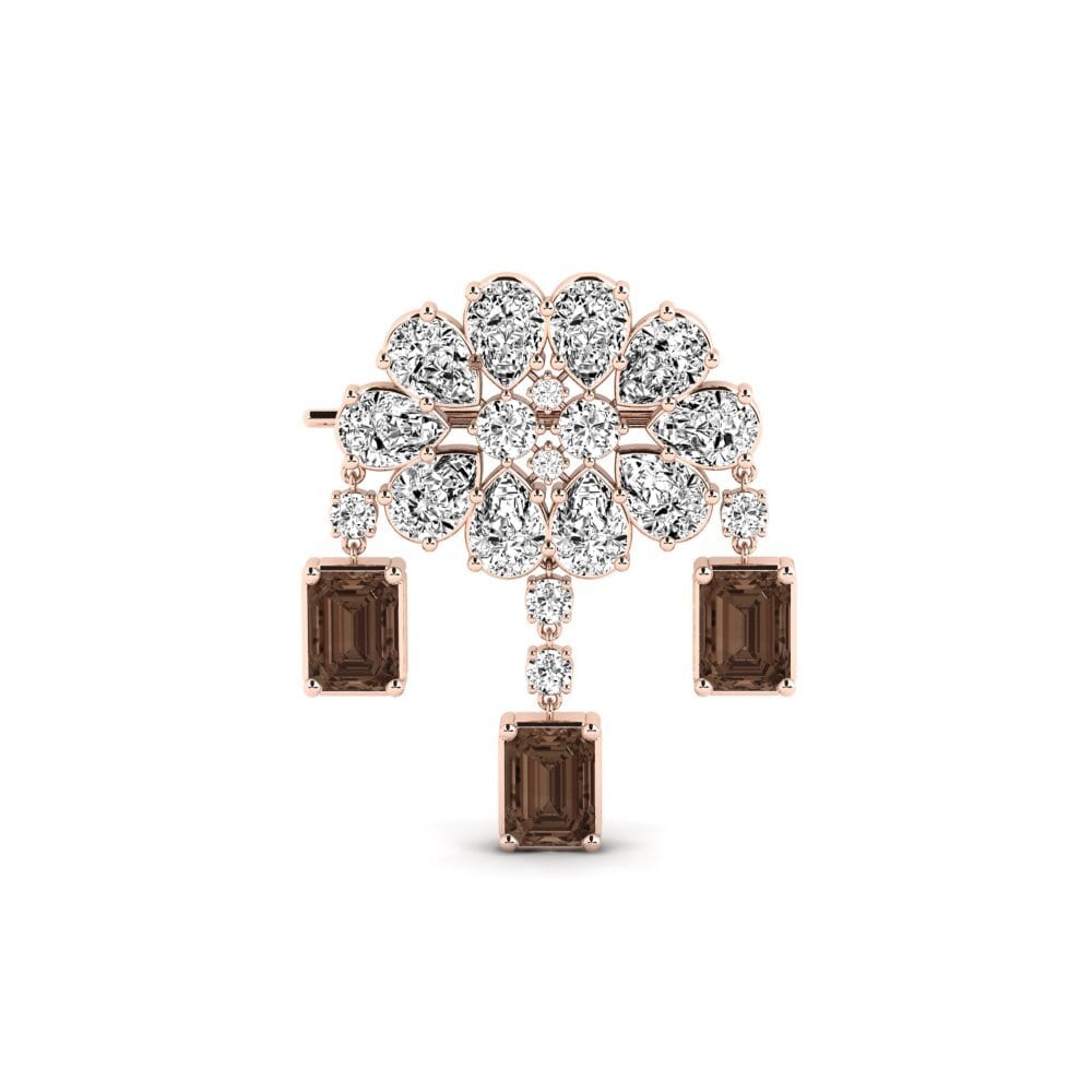 14ct Rose Gold Smoky Quartz Brooch Sahiba