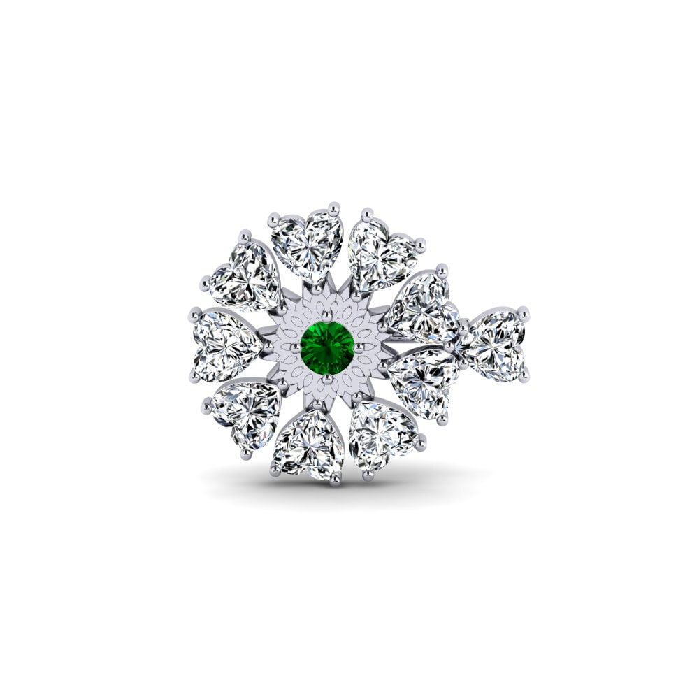 14ct White Gold Green Zirconia Brooch Selderos