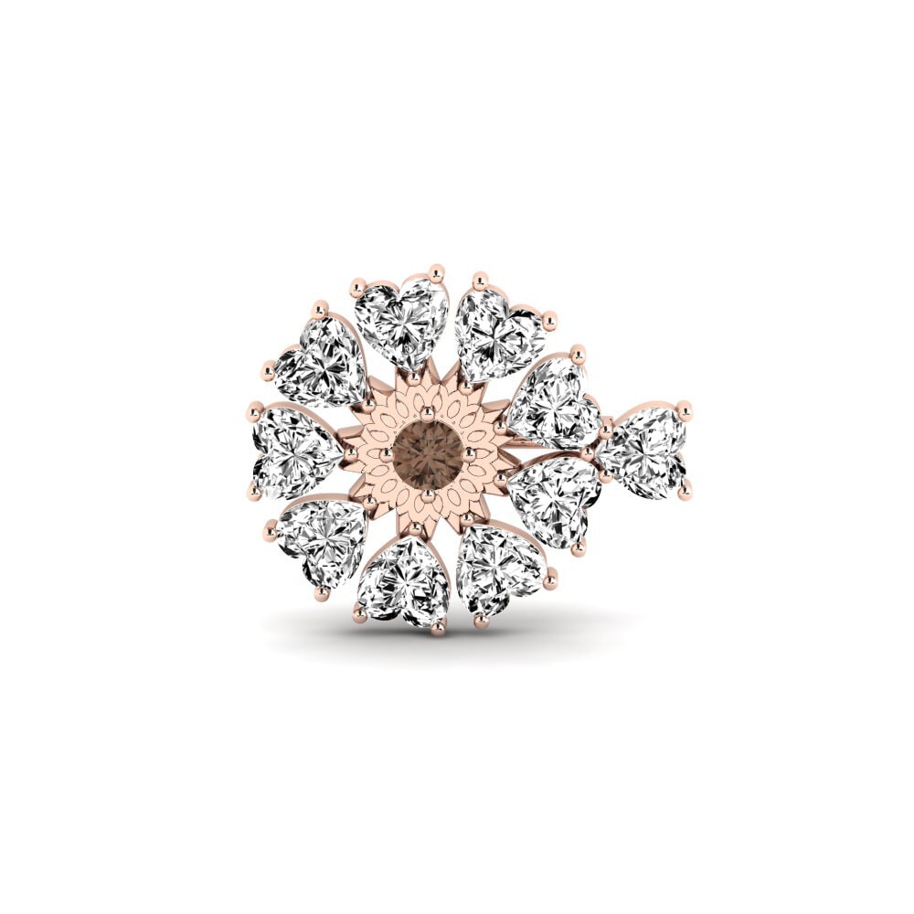 14ct Rose Gold Smoky Quartz Brooch Selderos