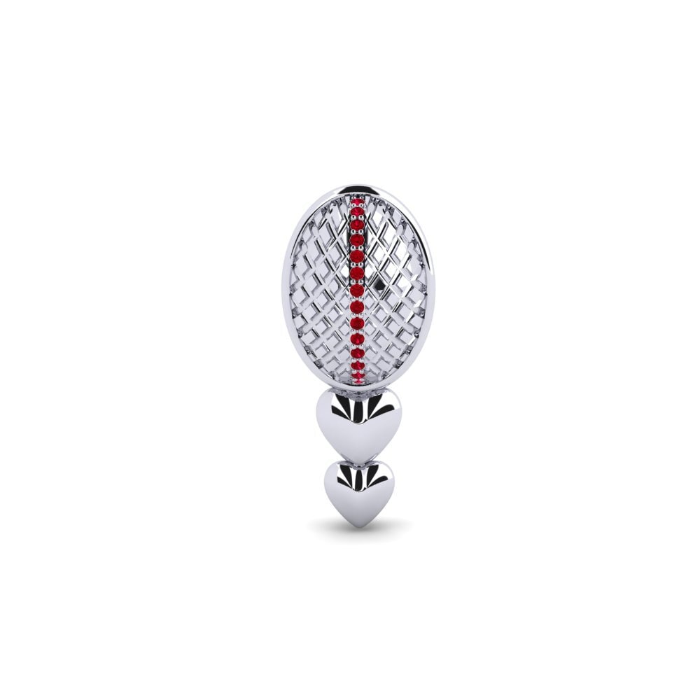 14ct White Gold Red Zirconia Brooch Sidicta