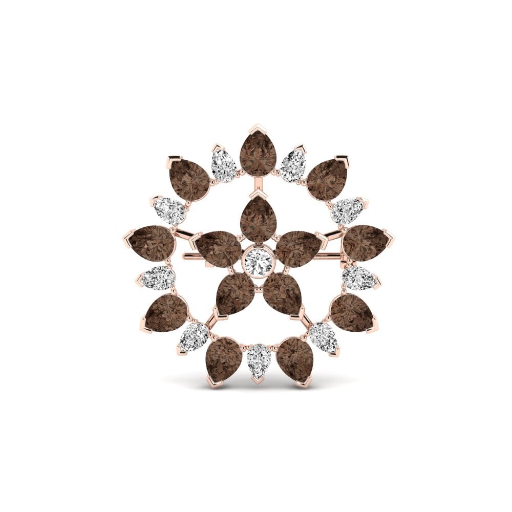 14ct Rose Gold Smoky Quartz Brooch Simonetti