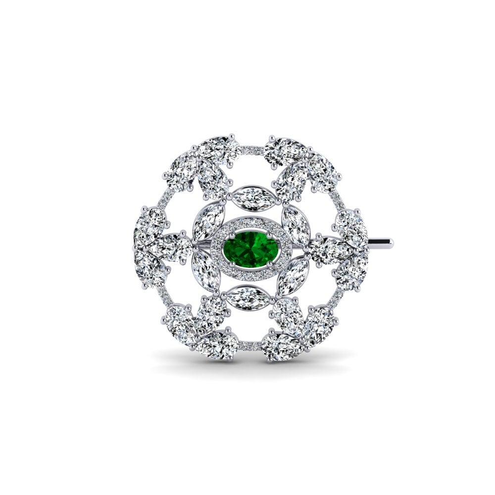 14ct White Gold Green Zirconia Brooch Solera