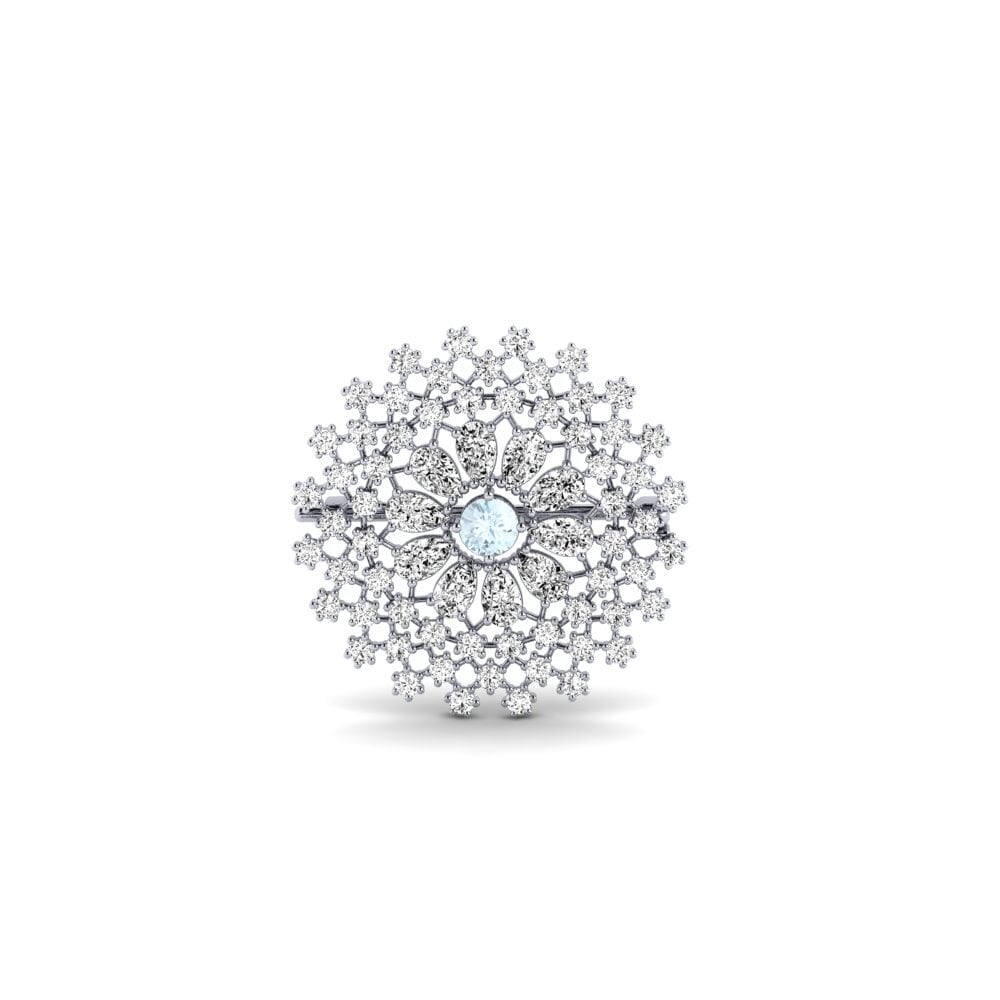 14ct White Gold Aquamarine Brooch Vavenis