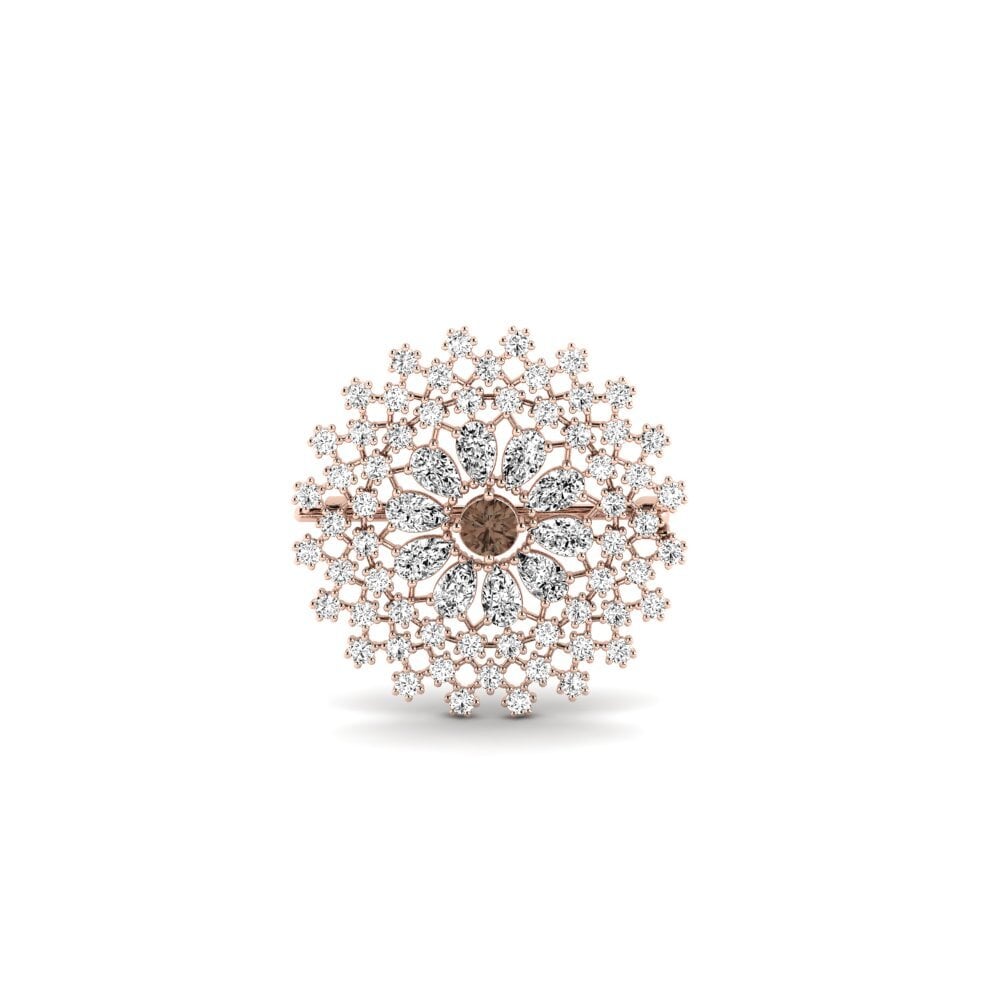 14ct Rose Gold Smoky Quartz Brooch Vavenis