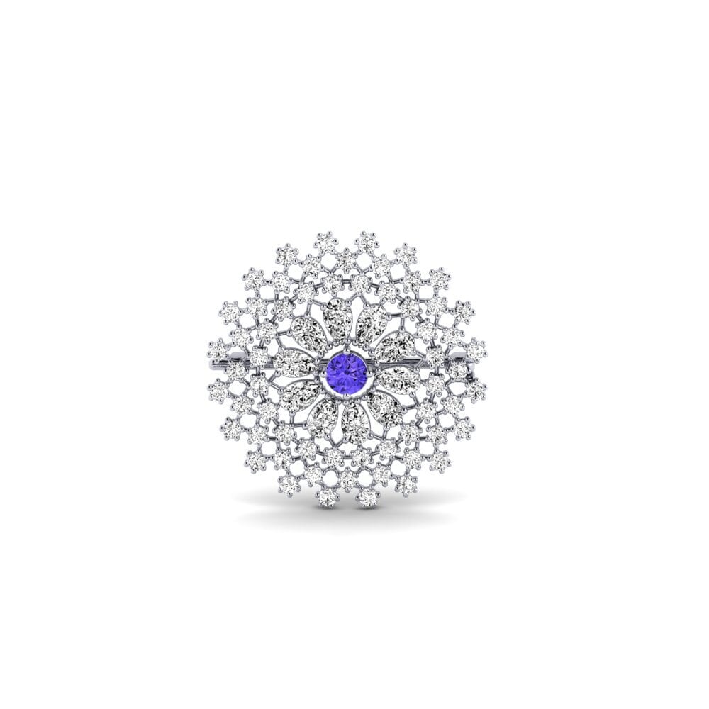 14ct White Gold Tanzanite Brooch Vavenis
